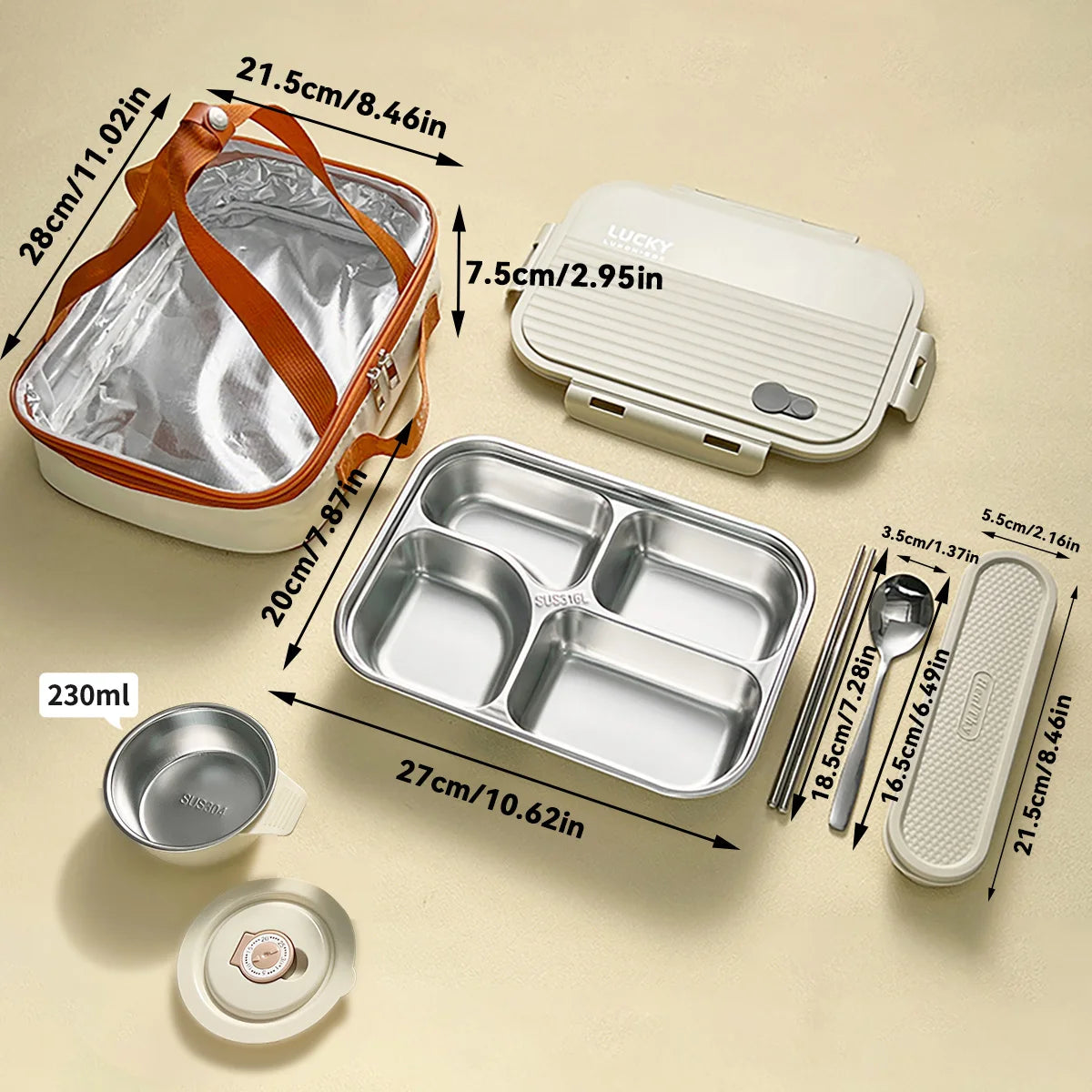 Boite à bento en acier inoxydable