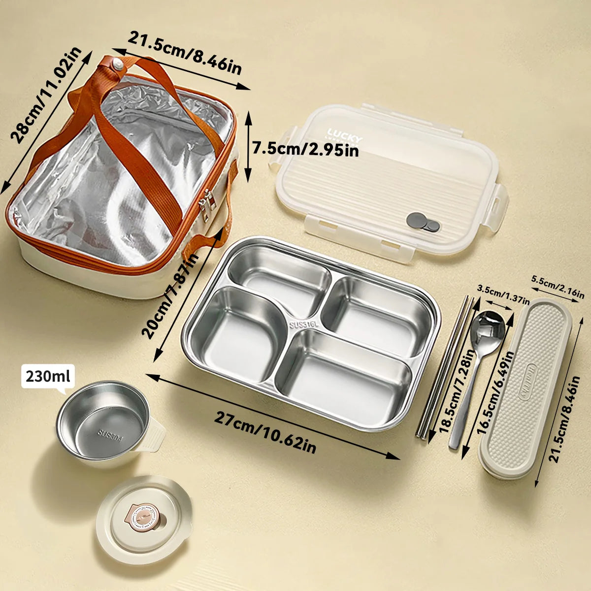 Boite à bento en acier inoxydable